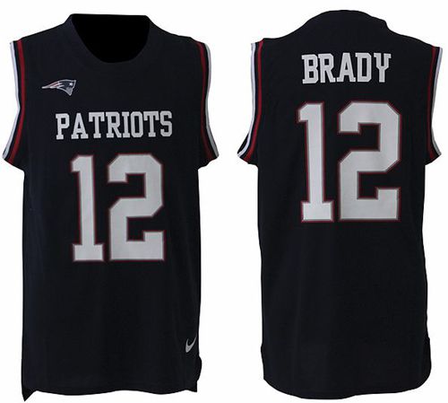 Nike Patriots #12 Tom Brady Navy Blue Team Color Men's Stitched NFL Limited Tank Top Jersey - Click Image to Close